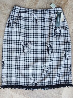 NEW with tag -Vintage-Inspired Black & White Plaid Pencil Skirt by Kelly & Diane